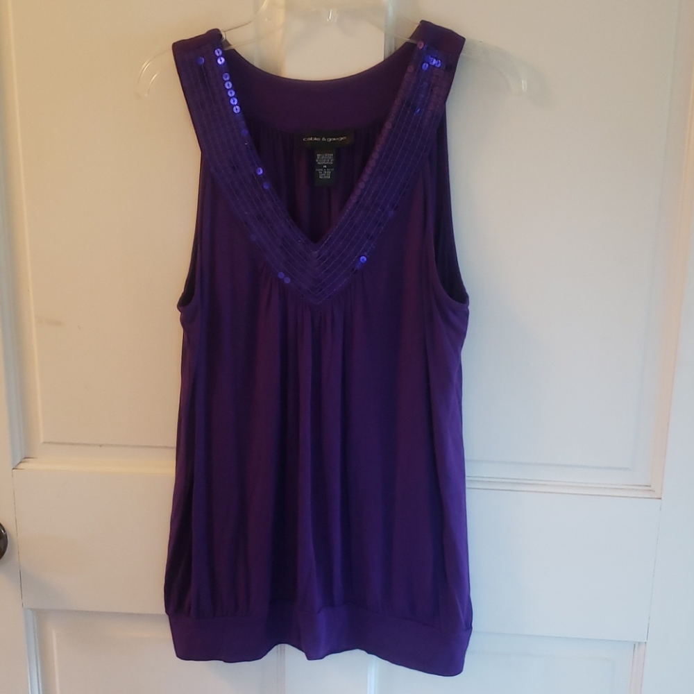 Purple sequined top  by Cable & Guage sz M